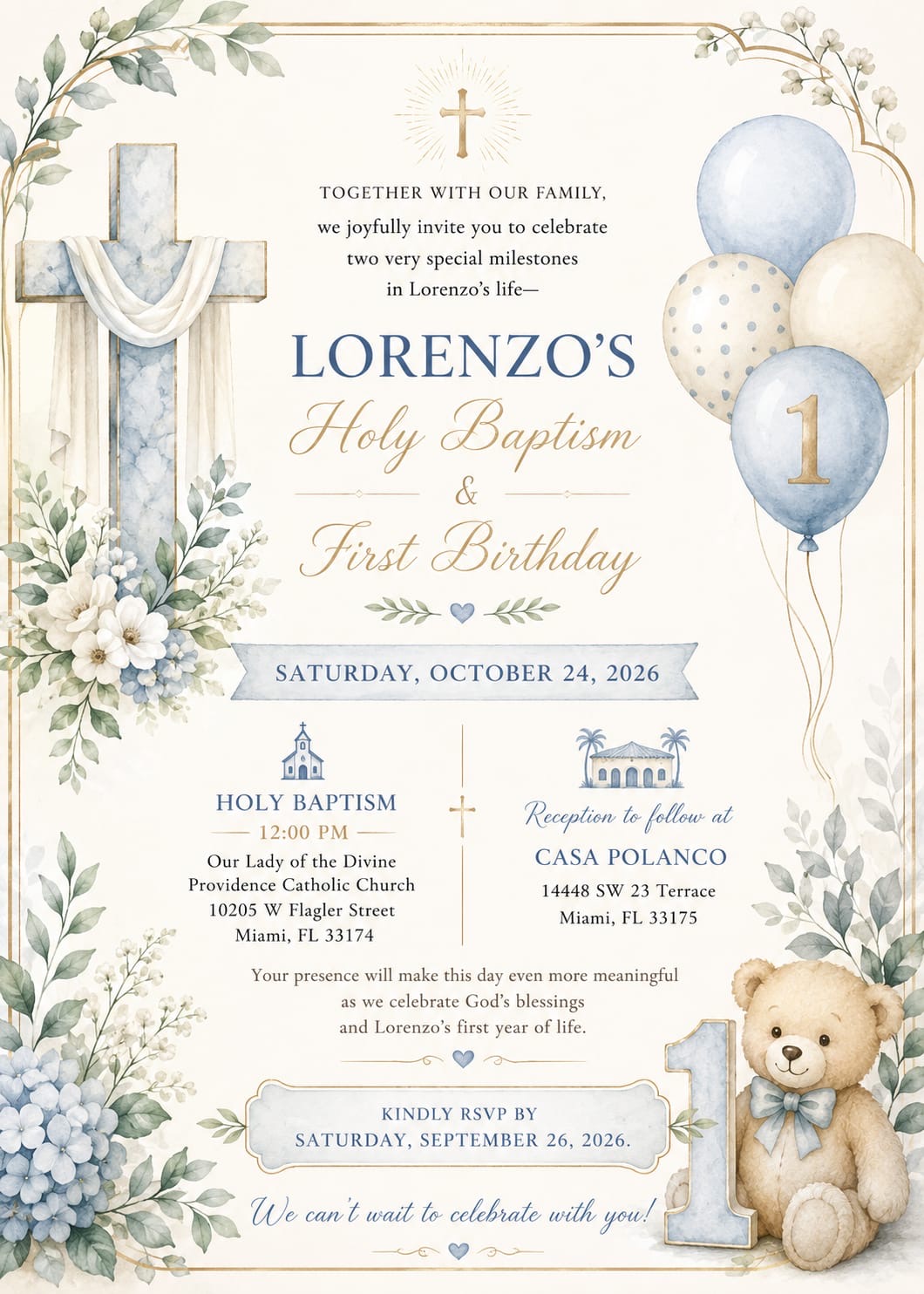 Lorenzo's Baptism and 1st Birthday